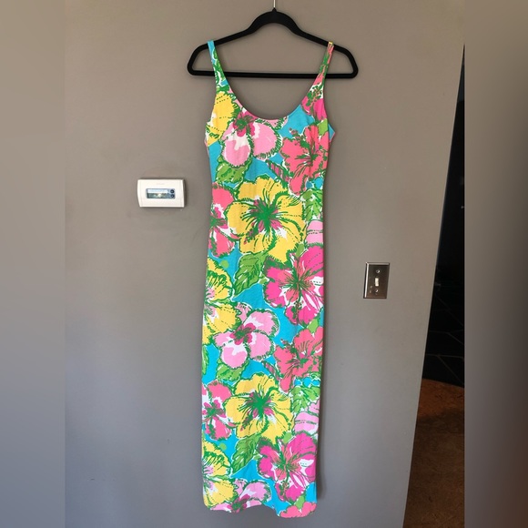 LILLY PULITZER Palm Big Flirt Floral Maxi Tank Dress Tie Back Multicolor… - Picture 4 of 8